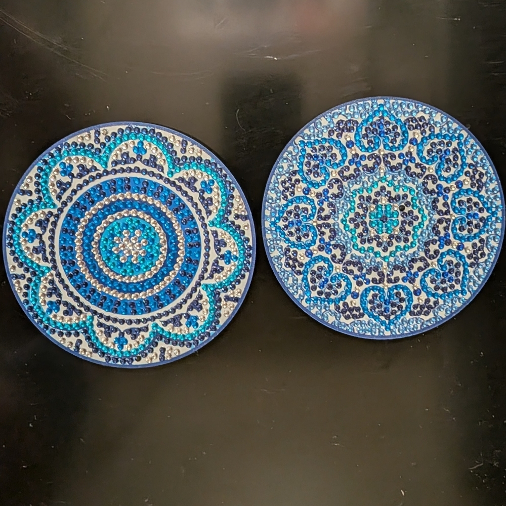 Blue and White Mandala Magnets